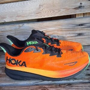 Hoka Vibrant Orange and Black Sneakers